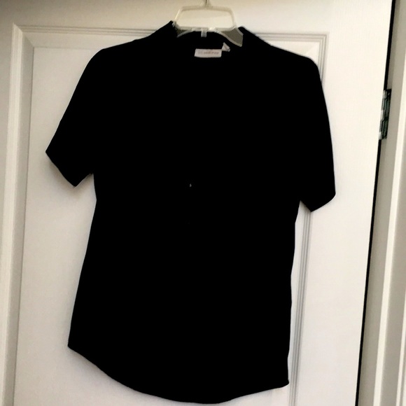 ICO Uniforms Black Button Down Short Sleeve Blouse 96% Polyester S - Picture 1 of 3